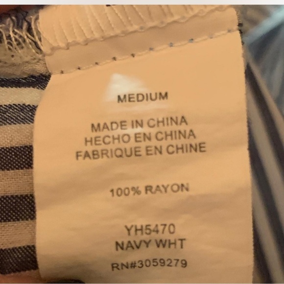 Thread & Supply size medium Navy and White Striped Button-Down Shirt - Picture 6 of 6